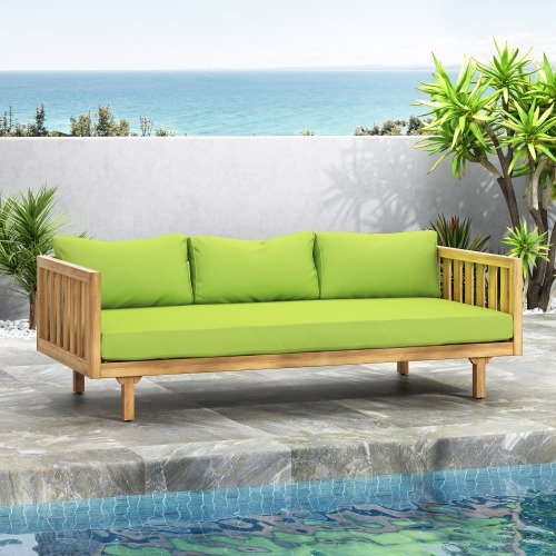 Teak 3-Seater Daybed with Water-resistant Cushions