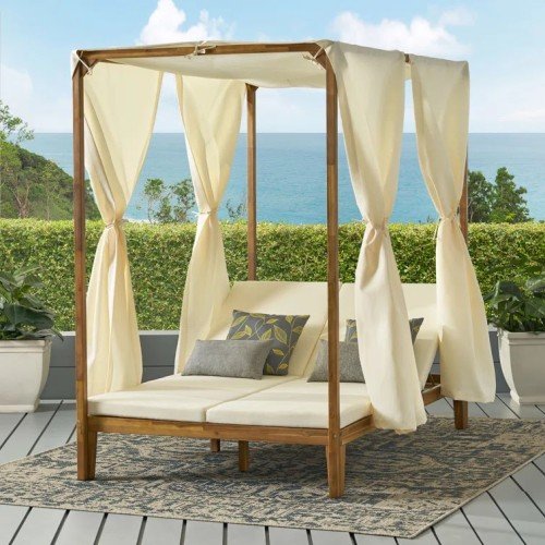 Teak + Wood Waterproof Outdoor Twin Daybed